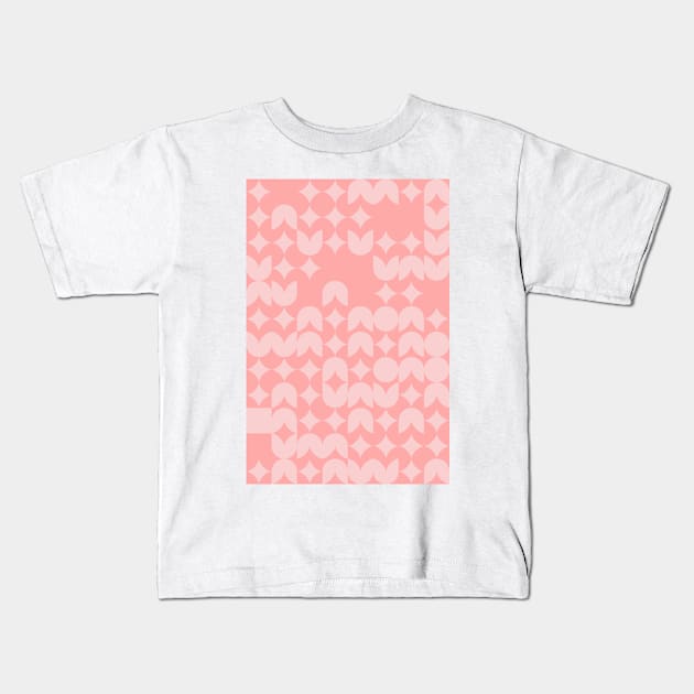 Girly Pinkish Geometric Pattern - Flowers & Stars #29 Kids T-Shirt by Trendy-Now